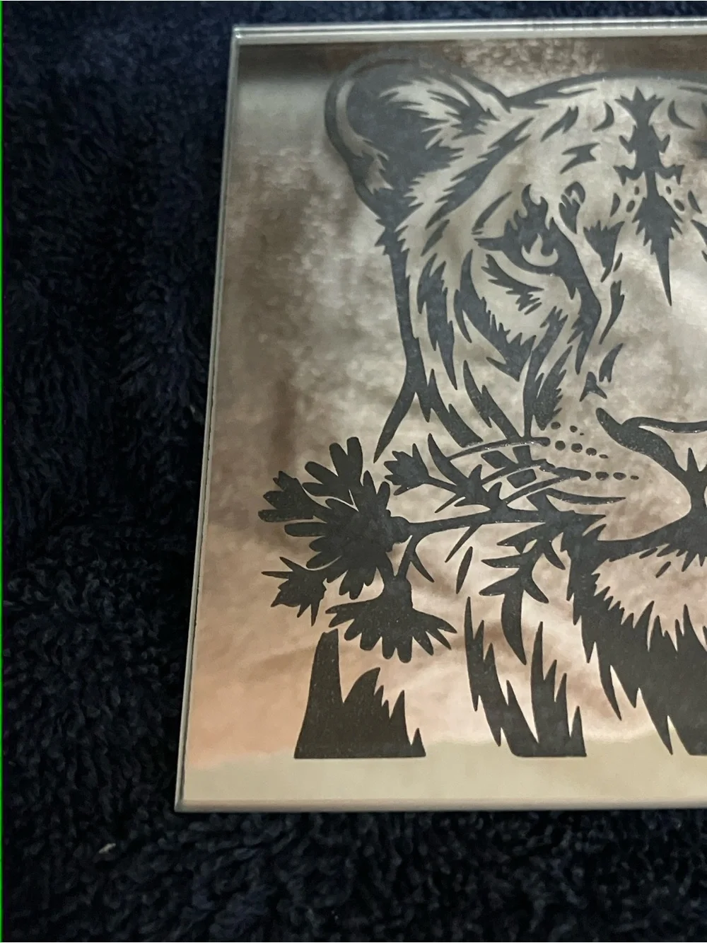 Lioness Flame In Eyes Etched Glass Mirror Candle Coaster Women Motivation
